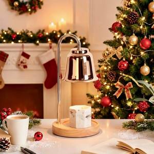 lot 45709 image: Candle Warmer Lamp with 2-6H Timer & Dimmer, Dimmable Wax Melt Warmer, Height Adjustable, Home Decor, Compatible with Yankee Candle Jars, Home Scented Candle Melter, 2 Bulbs 50W, 110-120v (Gold) - Retail $17