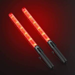 lot 45711 image: RoadHero 2 Pack Traffic Wand, 21 Inch Led Traffic Control Wands with 2 Flashing Modes, Safety Light Baton with Side Clip for Airport, Parking, Car Directing - Retail $13