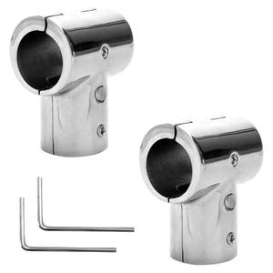lot 45712 image: Stainless Steel Boat Marine Handrail for 25.5mm (1 inch) Tube 90 Degree TTee Fitting Rail Connector Split (Silver 2 Pieces) 316 - Retail $22
