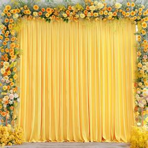 lot 45720 image: Yellow Backdrop Curtains for Wedding Parties, Wrinkle Free Polyester Photography Backdrop Drapes for Wedding Baby Shower Birthday Parties Stage Background Stand Decorations 4x10ft,2 Panels 8ft by 10 ft - Retail $25