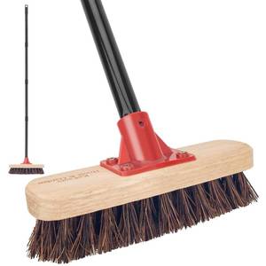 lot 50911 image: Deck Brush with Long Handle, 52 Palmyra Bristle Scrub Broom for Boat, Patio, Garage, Concrete, Shower, Bathroom Cleaning, Outdoor Floor Scrubber - Retail $15