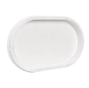 lot 50918 image: MAONAME Wood Serving Tray, Farmhouse Wooden Tray for Coffee Table, Oval Beaded Trays, White Decorative Trays for Living Room, Kitchen, 15 X 9 X 1.2