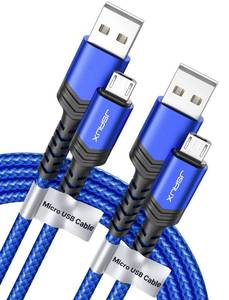 lot 58036 image: JSAUX Micro USB Cable for Android, (2-Pack 6.6FT) Kindle Charger Cord Replacement, Nylon Braided USB Micro Charging Cable Compatible with Galaxy S7 S6 J7 Edge Note 5, Kindle, MP3-Blue - Retail $7