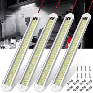 lot 58045 image: 12v LED Interior Light Bar CT CAPETRONIX 120LEDs 1500LM 8W DC 12 Volt led Strip Lights with ONOff Switch for Enclosed Cargo Trailer, Car RV Van Truck Lorry Camper Boat Caravan Motorhome (4Pack) - Retail $24
