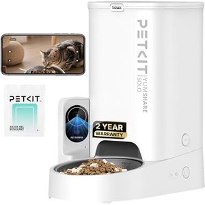 lot 58046 image: PETKIT Automatic Cat Feeder with Camera, 1080P HD Video with Night Vision, 2.4G WiFi Pet Feeder for Cat & Small Dog, 2-Way Audio & Meal Call Pet Food Dispenser with Desiccant Bag, Motion Capturing - Retail $100