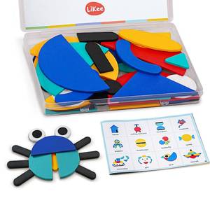 lot 58057 image: LiKee Open Ended Wooden Shape Puzzles with 36 Blocks and 60 Pattern Shapes for Toddlers 3 Years Old, Montessori Toys Preschool Education Activity for Kids 4-8 Yrs - Retail $10