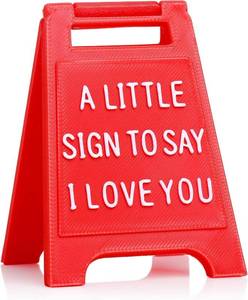 lot 58058 image: Mini Sign Valentines Decoration Anniversary Present - Plastic Desk Signs Solid Freestanding Block I Love You Sign - Fun Boyfriend - Birthday, Christmas, Wedding Gift for Girlfriend, Wife, Fiancee - Retail $9