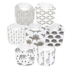 lot 58060 image: Maiwa 7 Pack Cotton Baby Bibs for Girls Boys with Waterproof layer for Drooling Eating teething with Snaps (Multi2 for 7 Pack) - Retail $10