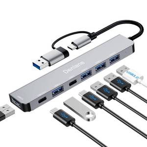 lot 58062 image: Denlane USB C Hub USB Hub 3.0 for Laptop, Upgrade 7 in 2 USB Splitter with USB-C & Multiport USB A Port Extender, USBC USB2.0 Dongle for PCComputerLaptop, Type C MacMacBookAirProiPadTablet - Retail $8