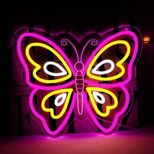 lot 58072 image: Butterfly Neon Sign for Wall Decor,Led Lights for Party Decorations,Dimmable Butterfly Wall Decor, Neon Sign for Girls Bedroom Bar Wedding Birthday Mothers Day Gifts12.2  14.4inch - Retail $26