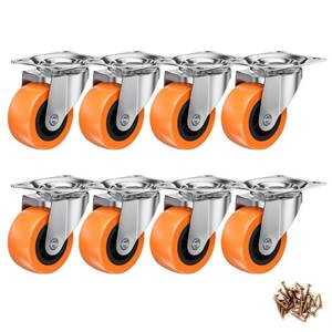 lot 58079 image: 1.5 Inch Casters, ASHGOOB Caster WheelsCasters Set of 5, 360° Swivel Universal Plate Caster Wheels for Storage BoxSmall FurnitureKitchen Appliances, Orange Polyurethane (PU) Castors (8 Pack) - Retail $10