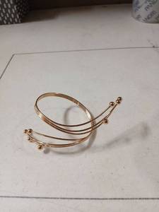 lot 58082 image: Rose Gold Tone Cuff Bracelet with Ball Ends - Retail $15