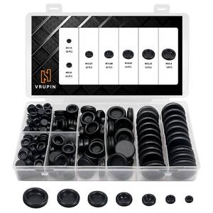 lot 58099 image: Vrupin 188 Pieces Rubber Grommet Kit Rubber Plugs for Round Holes, Wiring, Electrical, Plumbing, and More - Retail $14