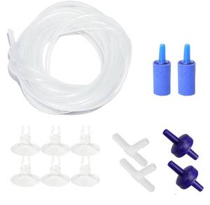 lot 58103 image: AQUANEAT 14Feet Aquarium Airline Tubing, Standard 316 Tubing, Air Pump Accessories,with Air Stones, Check Valves, Suction Cups and Connectors (Clear) - Retail $6