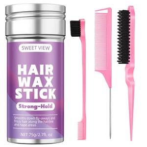 lot 58105 image: SWEET VIEW Hair Wax Stick & Slick Back Hair Brush for Tame Flyaways, Frizz, Sleek Ponytails, Buns  PomadeBalmGel Stick for Woman, Styling Accessories for Girls - Retail $8