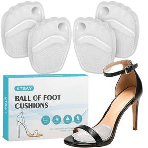 lot 58106 image: KTSAY Metatarsal Pads Women, Gel Ball of Foot Cushions for Pain Relief in Shoes, Non-Slip Heel Inserts, One Size Fits All (2 Pair, Clear) - Retail $9