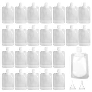 lot 58116 image: Travel Pouches, Limso 16Pcs 100ml Refillable Empty Squeeze Pouch, Travel Size Portable Containers, Stand Up Pouch for ToiletryShampoo Conditioner Lotion Soap Liquids - Retail $8