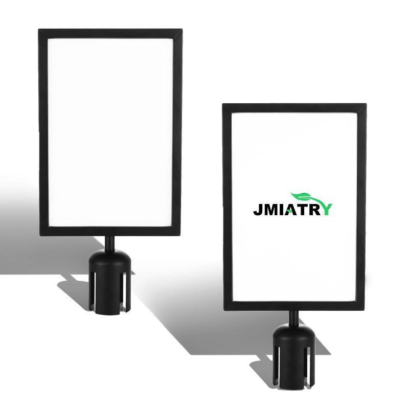lot 50804 image: JMIATRY 2 Packs Stanchion Sign Holder Insert 8.5 x 11 Inches Paper Size, Double Sided Sign Frame Stanchion Top Signs Frame with Cover for Sentry Stanchions - Retail $33