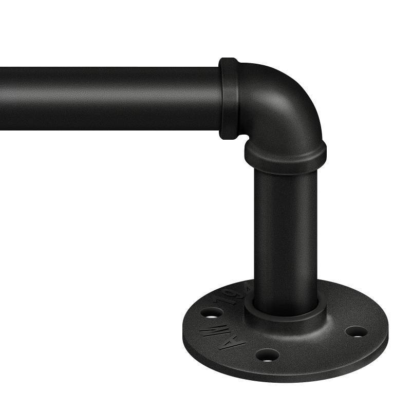 lot 61565 image: Zeerobee Curtain Rods for Windows 32 to 48, 1 Inch Industrial Wrap Around Black Curtain Rod, IndoorOutdoor Room Divider Adjustable Drapery Pole, 32-48 3 poles only no hardware  - Retail $21