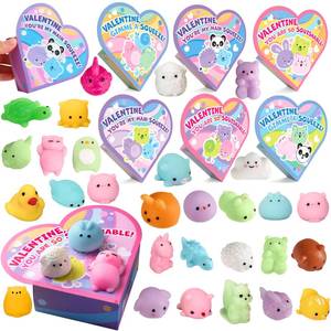 lot 22696 image: JOYIN 28 Packs Valentines Day Gifts for Kids Classroom School, Mochi Squishy Toys, Stress Relief Toy with Heart Boxes for Girls Boys Valentines Party Favors, Gift Exchange, Game Prizes - Retail $25