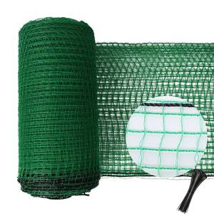 lot 22698 image: 5x100ft Deer Fence Netting, Plastic Mesh Fence Heavy Duty Garden Fence Animal Barrier Garden Netting for Plants Fruit Trees Vegetables Against Deer, Birds, Rabbits, Chickens and Other Animals, Green - Retail $45