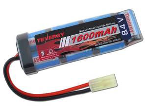 lot 33448 image: Tenergy Airsoft Battery 8.4V NiMH Flat Battery Pack wMini Tamiya Connector High Capacity 1600mAh Battery for Airsoft Guns MP5, Scar, M249, M240B, M60, G36, M14, RPK, PKM - Retail $20