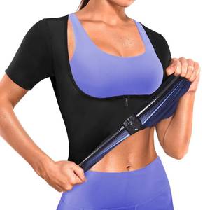 lot 33455 image: BXVX Sauna Suit Women Weight Loss Sauna Shirt for Women Sweat Suit Waist Trainer Vest Fitness Body Shaper Zipper L - Retail $15