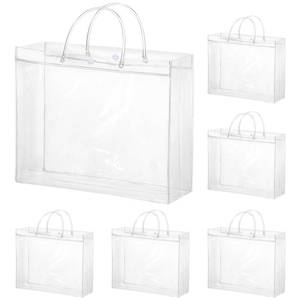lot 45733 image: Woric 6 Pack Large Clear Gift Bags with Handle, 11.8X3.9 x9.8  Plastic Valentines Day Bags Shopping Bag for Small Business Gifts Party Favors - Retail $15