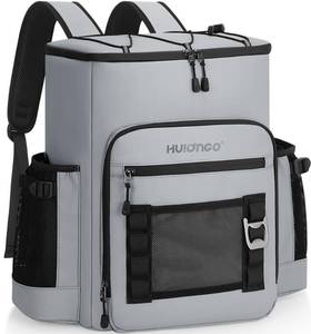 lot 45743 image: Hulongo Large 52cans Waterproof Insulated Cooler Backpack for Men & Women, Leak Proof Backpack Cooler, Soft, 8Gal (Grey) - Retail $30