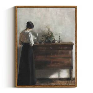 lot 45753 image: VIYYIEA Framed Wall Art Vintage Decor, Classical Reading Woman Portrait Painting, Retro Bathroom Decor, Framed Canvas Print Artwork for Bedroom Farmhouse, 12x16  - Retail $20
