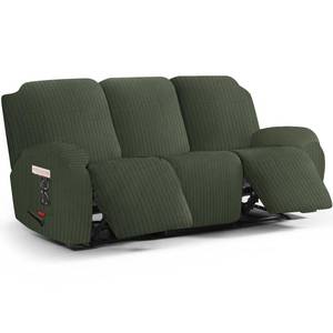 lot 45754 image: ChengEase Stretch Recliner Sofa Cover - 5 Pieces Striped Pattern Slipcovers & Durable Furniture Protector for Reclining Couch, Ideal for Kids and Pets (3 Seater, Green) - Retail $55