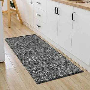 lot 45763 image: LEEVAN Washable Kitchen Rugs 2 x 4.3, Black Boho Bathroom Rugs Cotton Reversible Runner Rug, Farmhouse Entryway Rug Modern Bedroom Carpet for Foyer Laundry Proch Decor - Retail $29