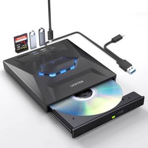 lot 45767 image: Unitek External CD DVD Drive, USB 3.0 Type-C Portable CDDVD -RW DriveDVD Player with SD Card Reader USB 3.0 USB C Hub CD ROM Burner Compatible for Laptop Desktop PC Mac Windows 111087 Linux - Retail $37