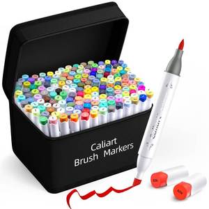 lot 45774 image: Caliart 168 Colors Alcohol Markers Brush Tip & Chisel, Dual Tip Art Markers Set for Adults Coloring Book Artists Sketch Illustration, with Case Permanent Colored Pen Art Supplies Drawing Gifts - Retail $50
