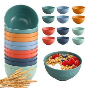 lot 45794 image: HEYCOME 12 Pcs Unbreakable Cereal Bowls Set, 26 Oz Wheat Straw Bowls Set, Microwave & Dishwasher Safe Rice Bowls for Kitchen, Reusable Plastic Bowls for Soup, Salad and Snack, BPA Free, Multicolor - Retail $17