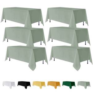 lot 45797 image: Fitable 6 Pack Sage Green Rectangle Table Clothes - 70 x 120 Inch - Wrinkle and Stain Resistant Fabric Tablecloths, Washable Polyester Table Covers for Wedding, Party, Banquet, Formal Events - Retail $40