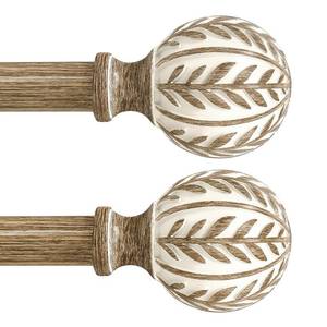 lot 45802 image: QDWIS 2 Pack Boho Wood Curtain Rods for Windows 28 to 48 inch,1 Adjustable Heavy Duty Window Curtain Rod with Imitation Wood Grain Finials,Rustic Decorative Drapery Rods Set 18-60,Weathered Wood - Retail $43