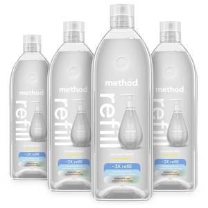 lot 45803 image: Method Gel Hand Soap Refill, Sweet Water, Recyclable Bottle, 34 oz (Pack of 4) (Packaging May Vary) - Retail $42