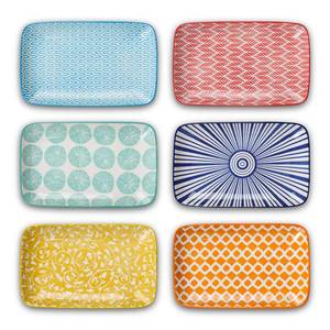 lot 45850 image: Selamica Ceramic 8 inch Rectangular Salad Plates, Dinner Plates, Pasta Dessert Plates for Appetizer, Sushi, Fruit - MicrowaveovenDishwasher Safe, Set of 6, Assorted Colors - Retail $37