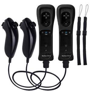 lot 45854 image: Motion Plus Wii Controllers 2Packs with Nunchucks, Wii Remote Controllers Compatible for wii and Wii U with Built in Motion Plus - Retail $40