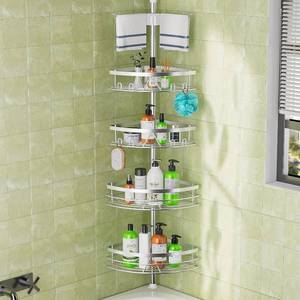 lot 45863 image: Dicasser Corner Shower Caddy - Tension Pole Rod Organizer, Floor to Ceiling 20-113 inch, Adjustable Towel Rack Waterproof Rustproof, Stainless Steel