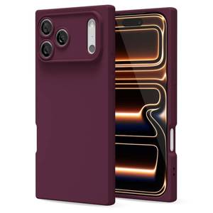 lot 61601 image: LoeoeL for iPhone 17 Pro Case Silicone, Rectangle Edge Cute Y2k Phone Case for Women Girl, Thin Protective Aesthetic Girly Design Soft Rubber with Camera Cover, Burgundy Wine - Retail $10