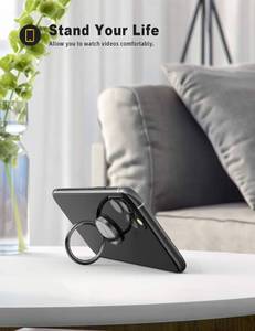 lot 61615 image: Lamicall Phone Ring Holder - Upgrade Zinc Alloy Finger Ring Stand, Matte Black - Retail $10
