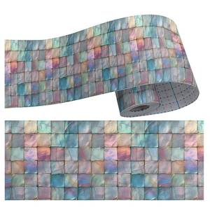 lot 61620 image: 8x393  Colorful Shell Square Geometric Wallpaper Border Peel and Stick Wall Border Self Adhesive Removable Vinyl Trim for Holiday Kids Nursery Cabinet Decoration - Retail $30
