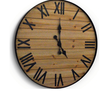 lot 3080 image: Large Oversized Rustic Wall Clock, 24  Handmade with Real Wood and Roman Numerals
