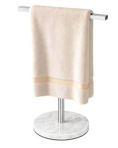lot 9227 image: Gypie T-Shape Hand Towel Holder Stand with Heavy Marble Base, Stainless Steel Bathroom Countertop Towel Rack