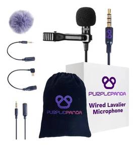 lot 9231 image: Purple Panda Wired Lavalier Microphone Omnidirectional Attachable Lapel Mic Compatible with GoPro,