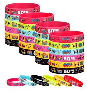 lot 9234 image: 80s Party Favors 1980s Themed Silicone Bracelets