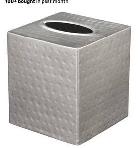 lot 9240 image: Monarch Abode Tissue Box Cover Square Hand Hammered Pewter Metal Tissue Holder Box