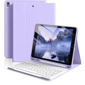 lot 9251 image: Keyboard Case for iPad 9th8th7th Generation 10.2 inch 202120202019, Detachable Wireless Bluetooth Keyboard Thin & Light with Pencil Holder for iPad Air 3rd GenPro 10.5, Light Purple